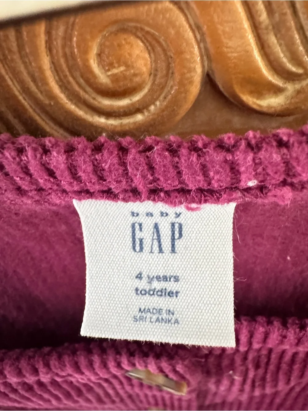 GAP Toddler Corduroy Button-Front Vest - Berry